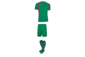 Комплект детской футбольной формы Joma Champion lll (темно-зеленый с красным)