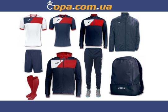 Купить Набор тренировочный Joma Crew II (9 предметов) (белый с темно-синим) - оригинал, гарантия