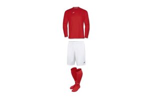 Комплект футбольної форми Joma Combi (довгий рукав) - (червоно / білий)