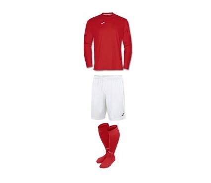 Комплект футбольной формы Joma Combi (длинный рукав) - (красно/белый)