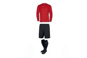 Комплект футбольної форми Joma Combi (довгий рукав) - (червоно / чорний)