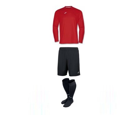 Комплект футбольной формы Joma Combi (длинный рукав) - (красно/черный)