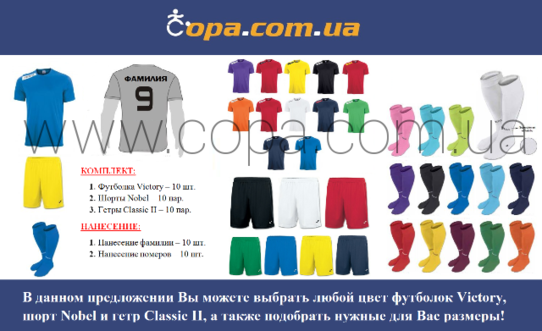 Купить Набор для команды Joma Team VICTORY - 10 шт. с нанесением номеров и фамилий! - оригинал, гара Купить Набор для команды Joma Team VICTORY - 10 шт. с нанесением номеров и фамилий! - оригинал, гара