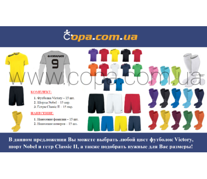 Набор для команды Joma Team VICTORY - 15 шт. с нанесением номеров и фамилий! Набор для команды Joma Team VICTORY - 15 шт. с нанесением номеров и фамилий!