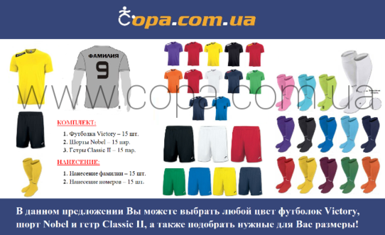 Купить Набор для команды Joma Team VICTORY - 15 шт. с нанесением номеров и фамилий! - оригинал, гара Купить Набор для команды Joma Team VICTORY - 15 шт. с нанесением номеров и фамилий! - оригинал, гара