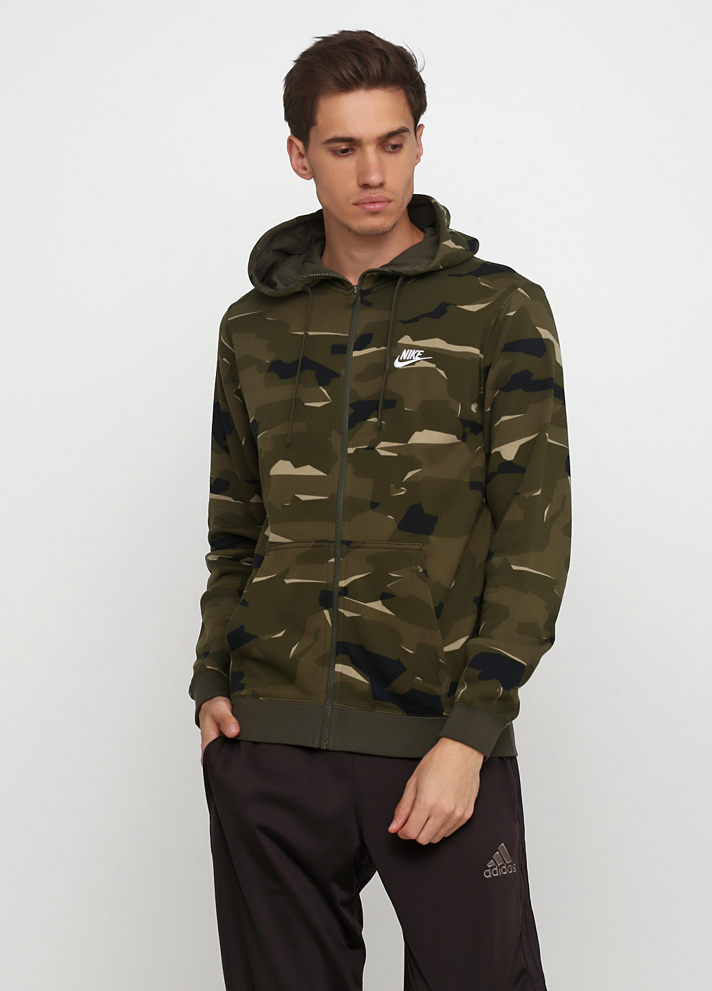 Кофта M NSW CLUB CAMO HOODIE FZ FT Nike AQ0596-325 - купить в